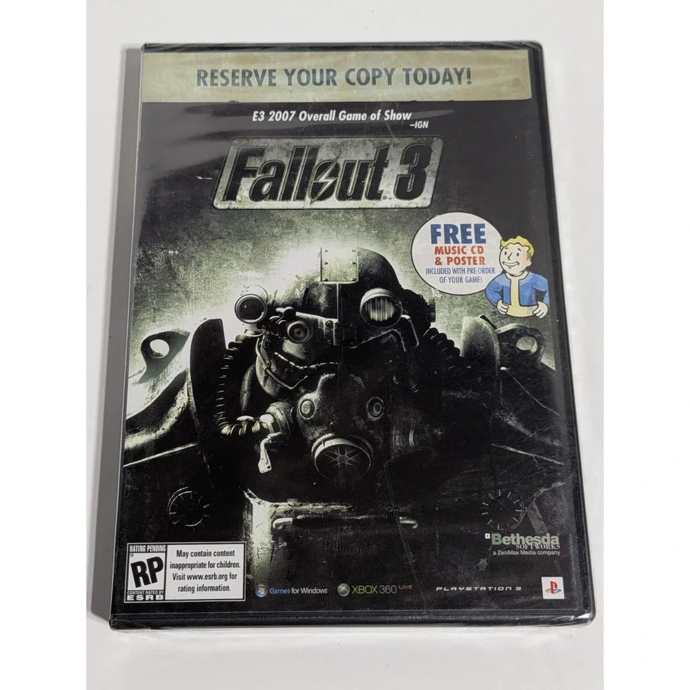 Fallout 3 Pre-Order Box (PC/Xbox‎ 360/PS3) - NEW & SEALED - Music CD & Poster